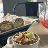 Chupacabra, Pozole and Watermlon Berry Agua Fresca  at Chef Tanya's Kitchen in Palm Desert