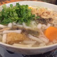 tapioca-rice noodle soup with mushroom  at Chay Dalat in Da Lat