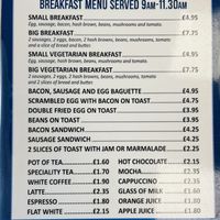 Breakfast menu at The Old Police Station Cafe in Yelverton