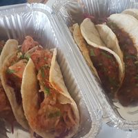 Jackfruit tacos, Aubergine tacos. at La Neta in Preston