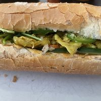 Lemongrass seitan bahn mi. Order without aioli to make vegan at Banh Mi Oi in Boston