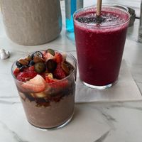 Oatmeal and beetroot smoothie  at Livingroom Lounge Cafe in Crete