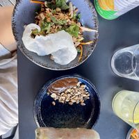 Starters summer salad (Delicious) and spring roll at Rau in Malmo