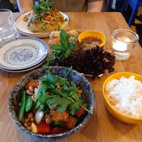 Kung Pao tofu
Nasi Goreng 
Crispy rolls  at Rau in Malmo