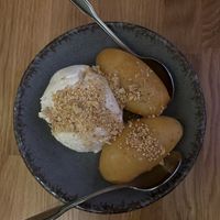 dessert with banana and coconut ice cream  at Rau in Malmo