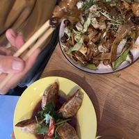 Crispy dumpling and de-li-cious wok noodles 🙌  at Rau in Malmo
