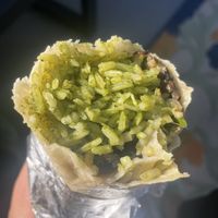Portobello mushroom burrito. Make sure to order with no cheese to make vegan  at Los Amigos Taqueria in Boston