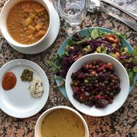 Super soul special with salad instead of rice at Govinda's Cardiff in Cardiff