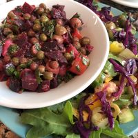 Beetroot and potato salad with green side salad. Both really nice! at Govinda's Cardiff in Cardiff