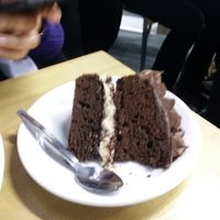 Double chocolate cake at Govinda's Cardiff in Cardiff