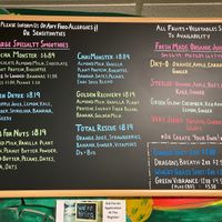 Juice & specialty smoothie menu. at Farmer's Natural Foods in Hinesville