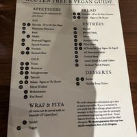 Vegan menu  at DishDash in Sunnyvale