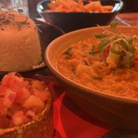 Daal, rice and fries   at The Taphouse in St Agnes