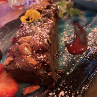 Peanut butter brownie and vegan ice cream   at The Taphouse in St Agnes