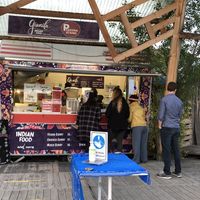 Food truck advertising vegan options  at Gianila Indian Food in Basel