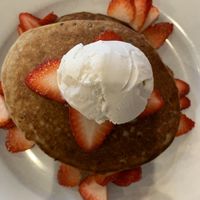 Buckwheat banana pancakes   at Holi Vegan Kitchen in Hallandale Beach