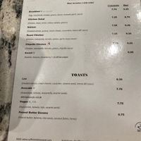 Toast menu at Caffeine in Lakewood