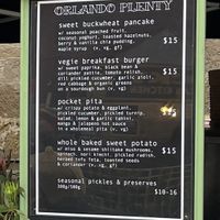 Orlando Plenty’s food menu (May 2021)   at Orlando Plenty in Hobart