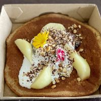 Sweet Buckwheat pancake. Vegan and gluten free. at Orlando Plenty in Hobart
