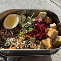 The brunch bowl (without the miso tahini). Great savoury, wholesome dish    at Orlando Plenty in Hobart