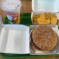 Big Zak, Iconic fries and Strawberry shake  at Plant Power Fast Food in Sacramento