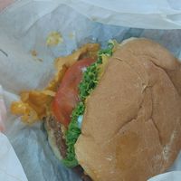 Burger at Plant Power Fast Food in Sacramento