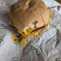Double cheeseburger, gluten free at Plant Power Fast Food in Sacramento