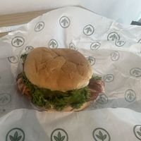 Chicken sandwich added bacon  at Plant Power Fast Food in Sacramento