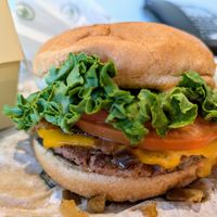 Iconic burger at Plant Power Fast Food in Sacramento