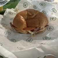 Croissant breakfast sando  at Plant Power Fast Food in Sacramento