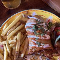 No beef chimichanga ( this is only half of it as my husband ate half before I took the picture 🤣)  at Mexicali in Holmfirth