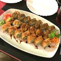 Vegan fried sushi (avocado and mango) at Sushi Taki in Quarteira