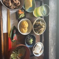 Fermented rice lunch plate   at Yama-no-chaya Rakusui in Nanjo