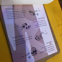 Dinner menu  at Cometa in Amsterdam