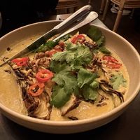 Charred cabbage and Malaysian curry   at Tonic & Ginger in Fremantle