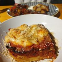 Lasagne with homemade seitan and soy ragout €11.00 at Col Cavolo - Vegan Bistrot in Rome