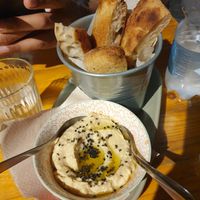 Hummus and focaccia €6.00 at Col Cavolo - Vegan Bistrot in Rome