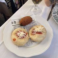 Pizzalette (yummy!), suppli (not bad)  at La Soffitta Renovatio in Rome