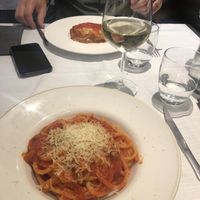 Amatriciana and lasagna  at La Soffitta Renovatio in Rome