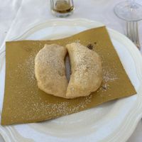 Vegan dessert - fried dough with nutella filling  at La Soffitta Renovatio in Rome