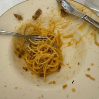 Carbonara with GF pasta at La Soffitta Renovatio in Rome