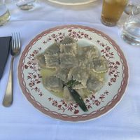 Spinach ravioli   at La Soffitta Renovatio in Rome