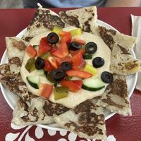 Hummus and pita   at Off the Wheaten Path in Grande Prairie
