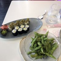Vegan sushi and edamame  at Miss Sushi in Alicante