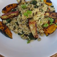 Vegan main. A blend of various grains with grilled sweet potatoes   at Aprazivel in Rio De Janeiro