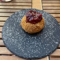 Dark chocolate cherry Knödel at Knödel Manufaktur in Vienna
