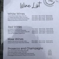 Wine list, with vegan wines labelled  at The Garden in Portsmouth