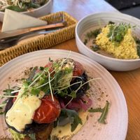 Breakfast rosti and scrambled tofu  at Nurcha Kawana in Birtinya