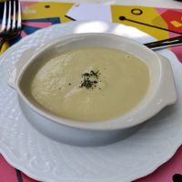 Delicious Cold Soup made with veggies from their own farm at Can Baumes in Tavertet