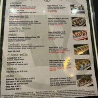 Vegan menu at Sushi Confidential in Campbell
